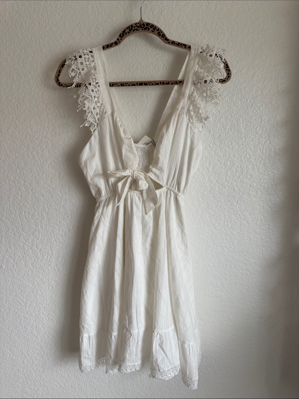 Peixoto White Tie-Front Textured Sundress